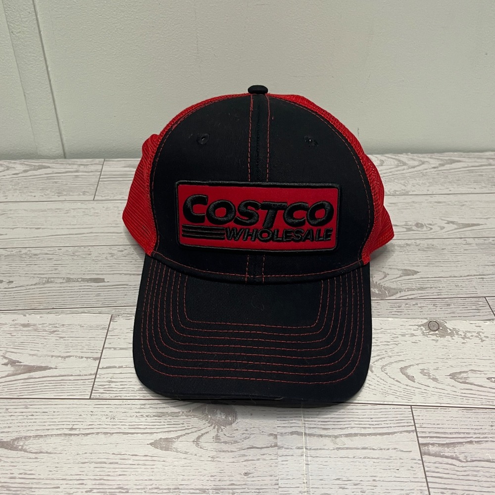 Costco Wholesale Trucker Hat Black Red Embroidered Patch Snapback Bamko Cap
